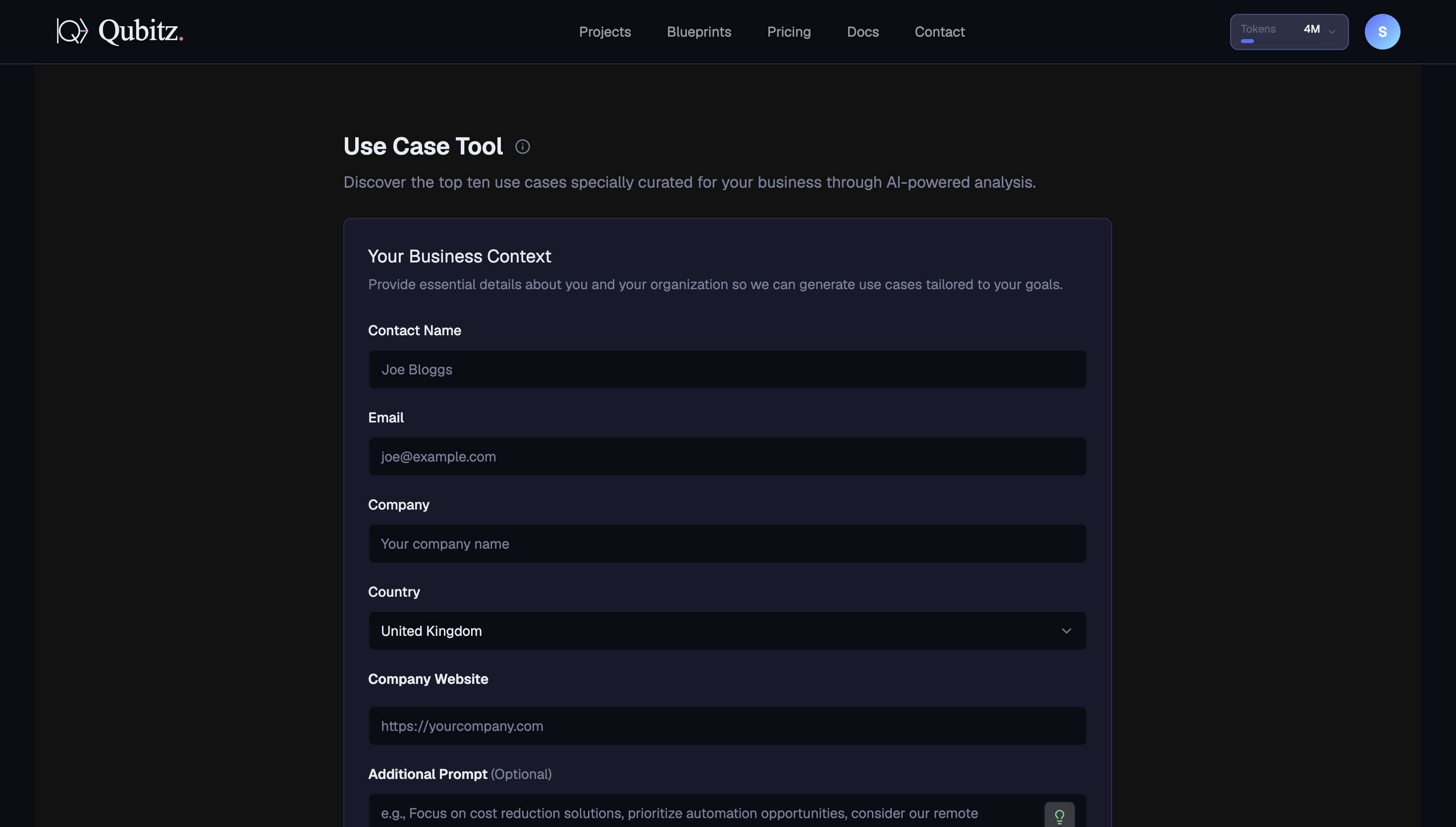 Business context form