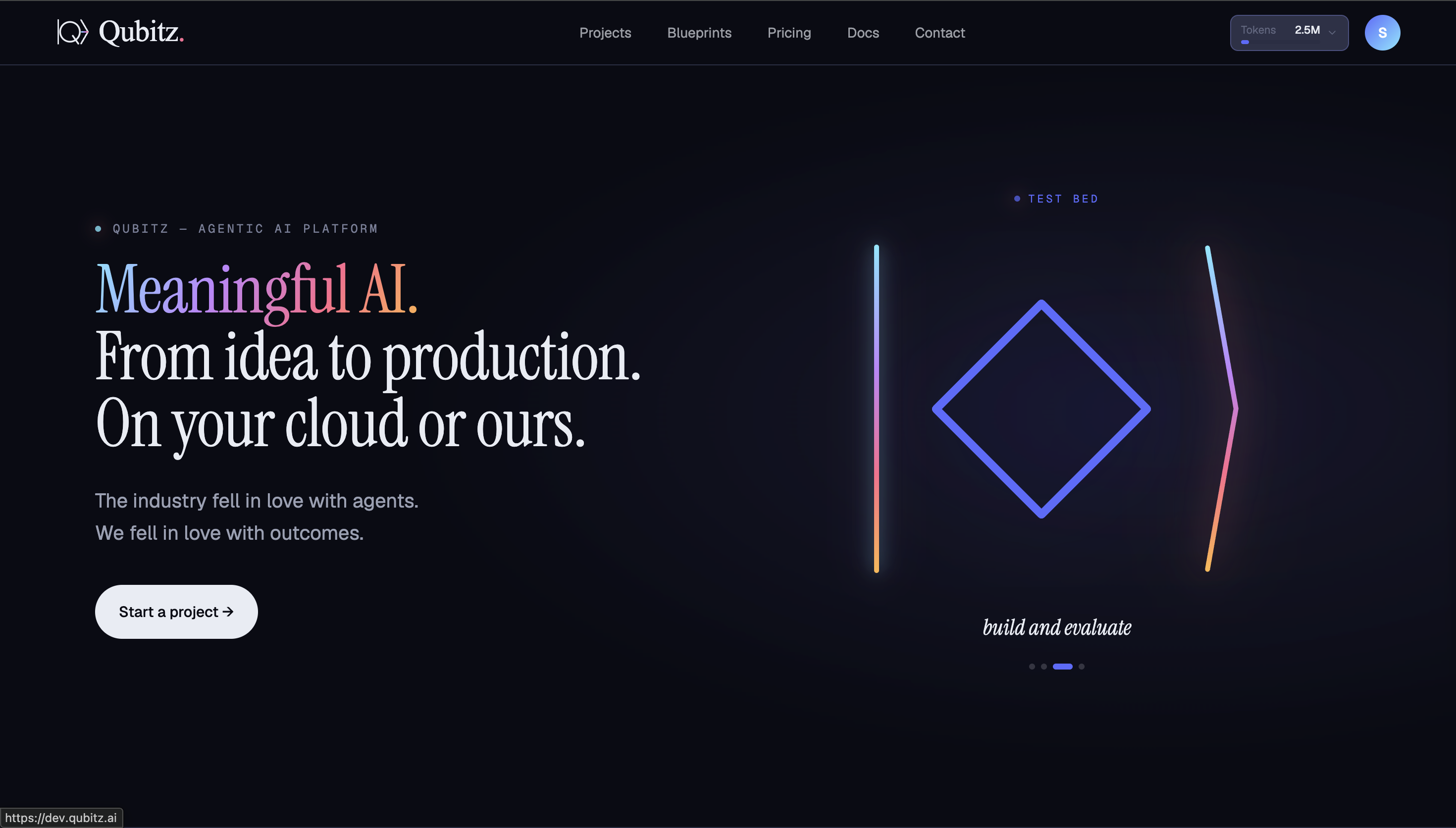 Qubitz landing page